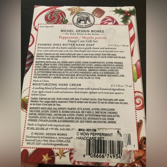 Michel Design Works Peppermint Hand Care Gift Set. Includes hand soap& cream - Picture 3 of 4